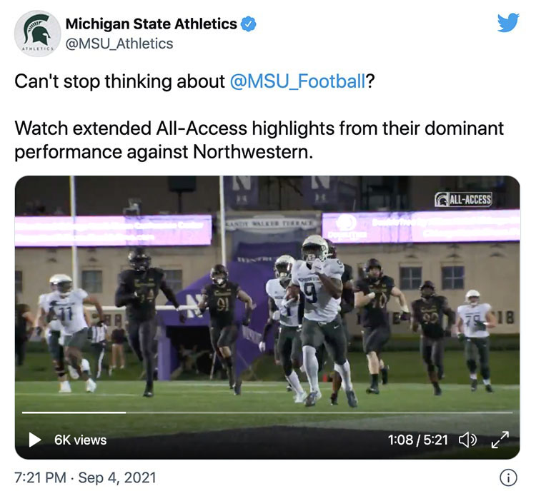 Can't stop thinking about @MSU_Football? Watch extended All-Access highlights from their dominant performance against Northwestern.