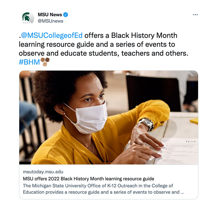 .@MSUCollegeofEd offers a Black History Month learning resource guide and a series of events to observe and educate students, teachers and others. #BHM