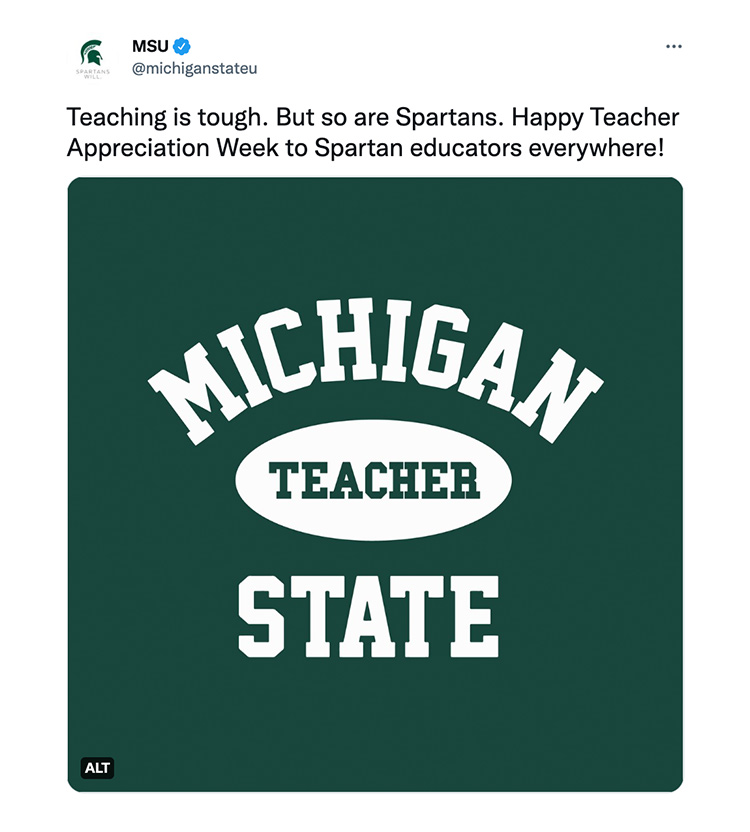 Teaching is tough. But so are Spartans. Happy Teacher Appreciation Week to Spartan educators everywhere!