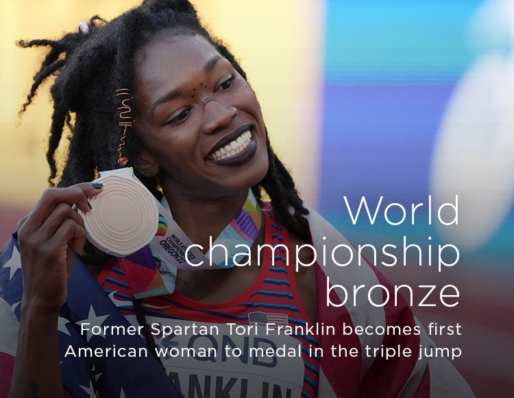 World championship bronze: Former Spartan Tori Franklin becomes first American woman to medal in the triple jump