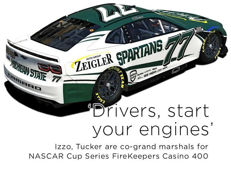 ‘Drivers, start your engines’: Izzo, Tucker are co-grand marshals for NASCAR Cup Series FireKeepers Casino 400