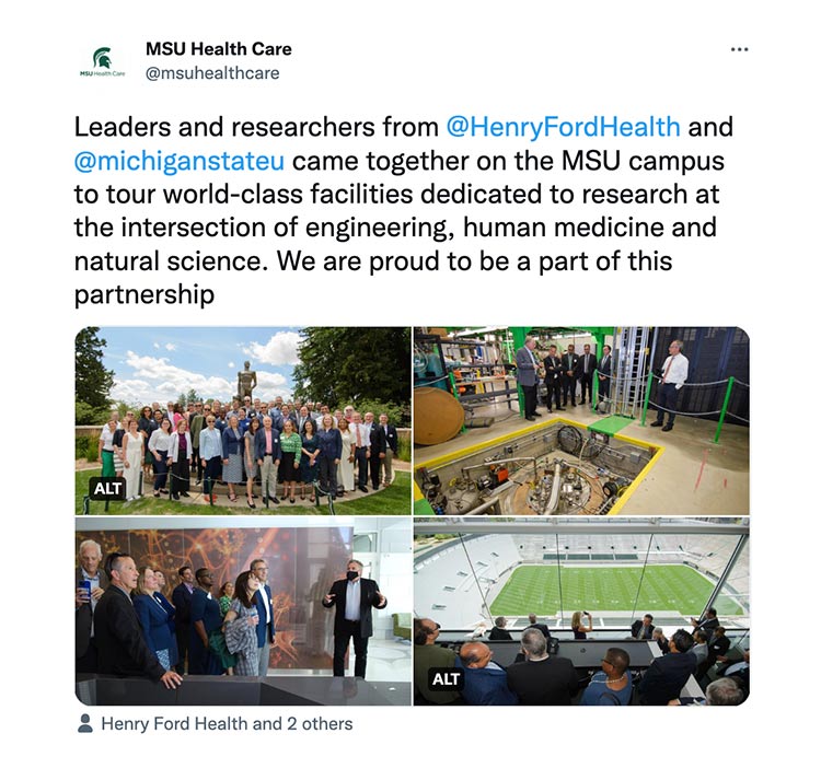 Leaders and researchers from @HenryFordHealth and @michiganstateu came together on the MSU campus to tour world-class facilities dedicated to research at the intersection of engineering, human medicine and natural science. We are proud to be a part of this partnership