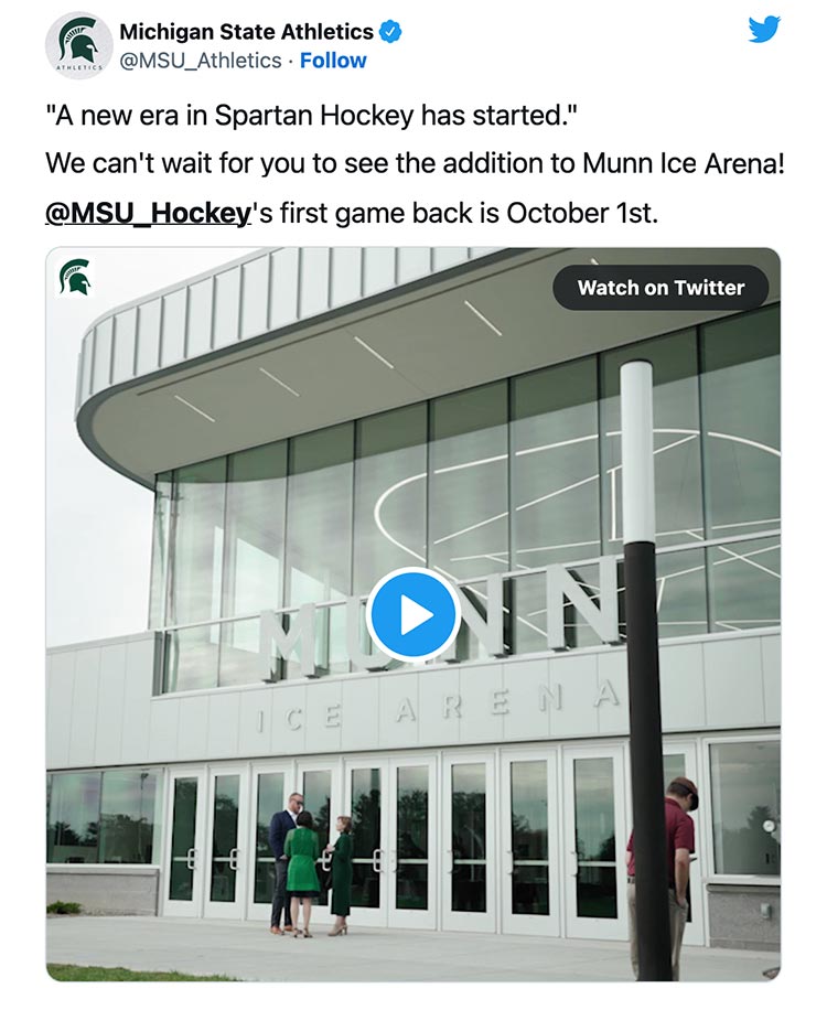 “A new era in Spartan Hockey has started.” We can't wait for you to see the addition to Munn Ice Arena! @MSU_Hockey's first game back is October 1st.