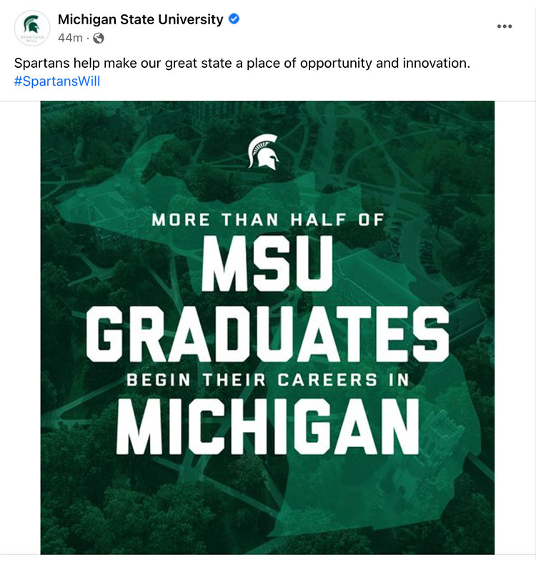 Spartans help make our great state a place of opportunity and innovation. #SpartansWill