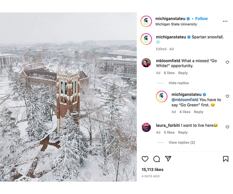 @michiganstateu: Spartan snowfall.