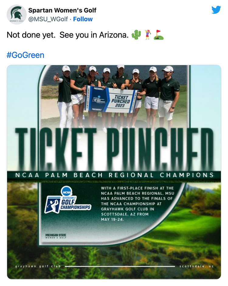 Not done yet. See you in Arizona. 🌵🏌️‍♀️⛳️ #GoGreen