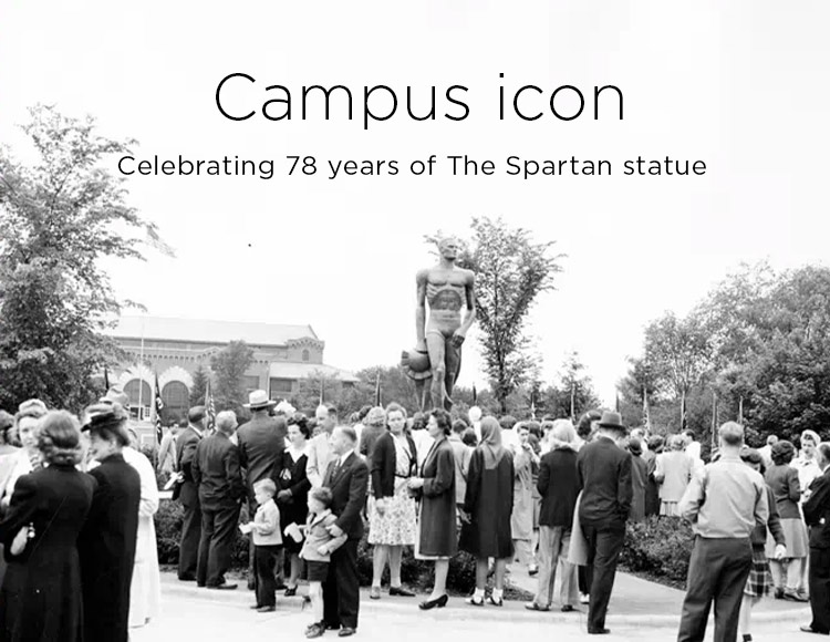 Campus icon: Celebrating 78 years of The Spartan statue