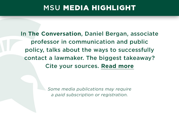 In The Conversation, Daniel Bergan, associate professor in communication and public policy, talks about the ways to successfully contact a lawmaker. The biggest takeaway? Cite your sources.