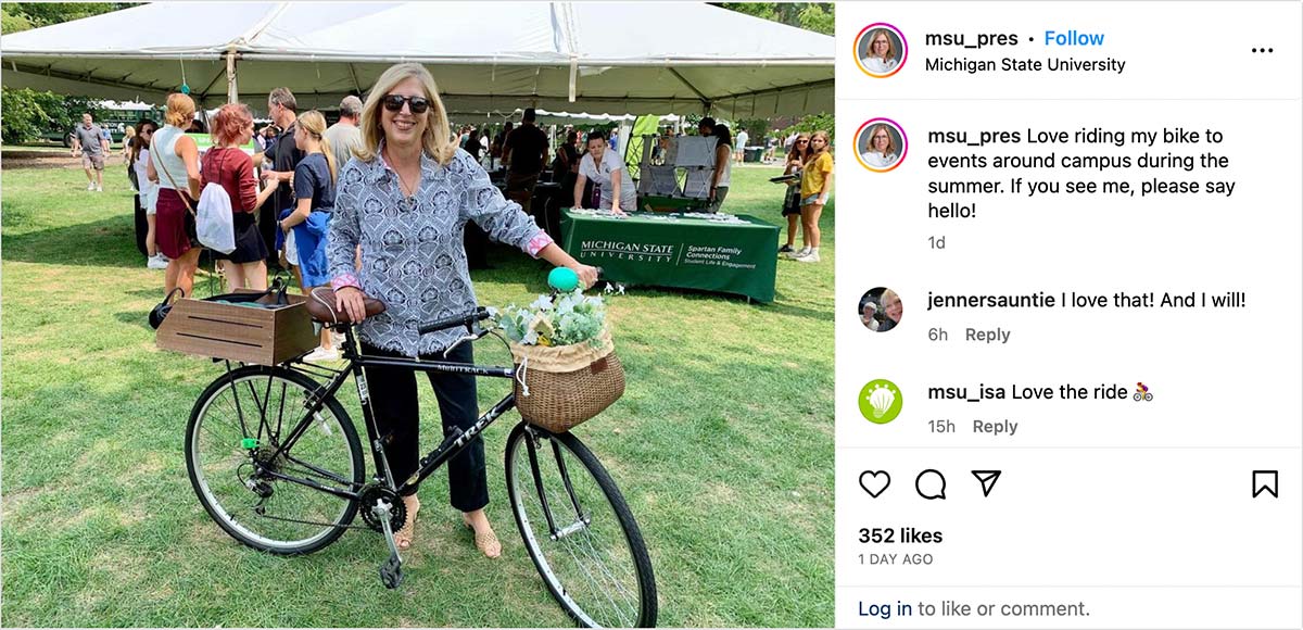 Love riding my bike to events around campus during the summer. If you see me, please say hello!