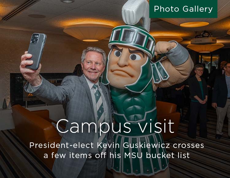 Campus visit: President-elect Kevin Guskiewicz crosses a few items off his MSU bucket list
