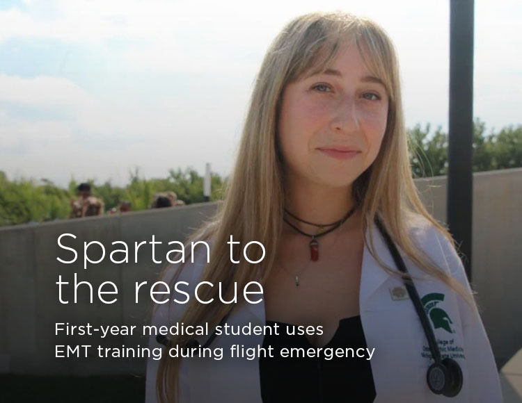 Spartan to the rescue: First-year medical student uses EMT training during flight emergency