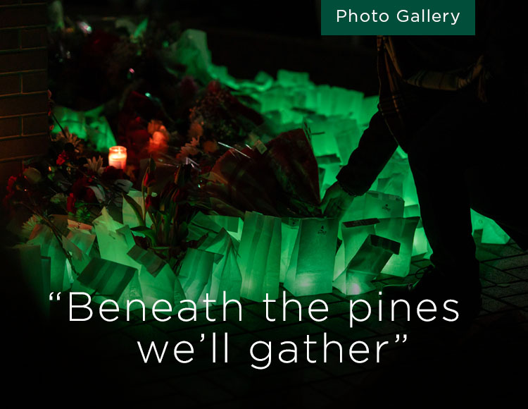 “Beneath the pines we’ll gather”