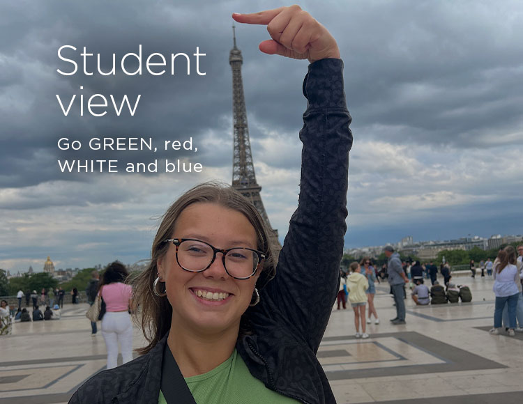 Student view: Go GREEN, red, WHITE and blue