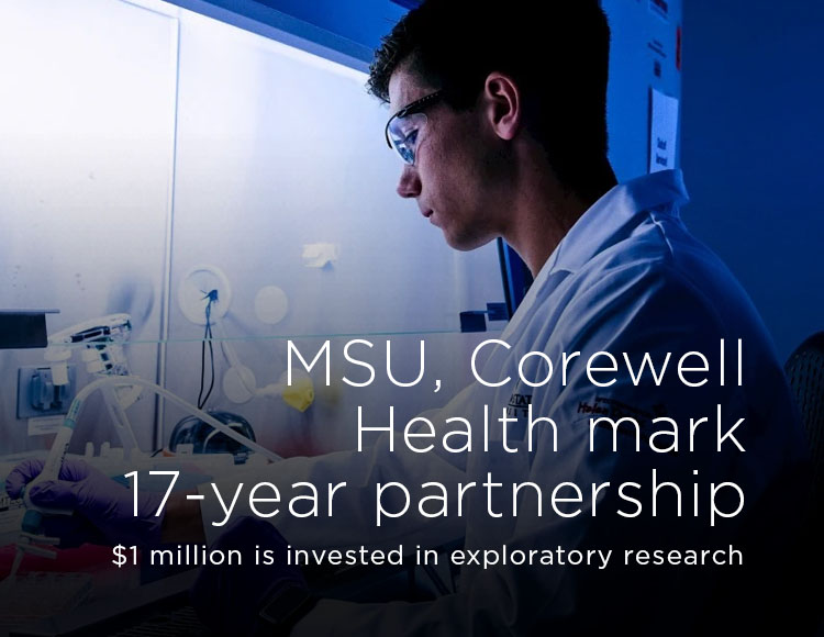 MSU, Corewell Health mark 17-year partnership: $1 million is invested in exploratory research